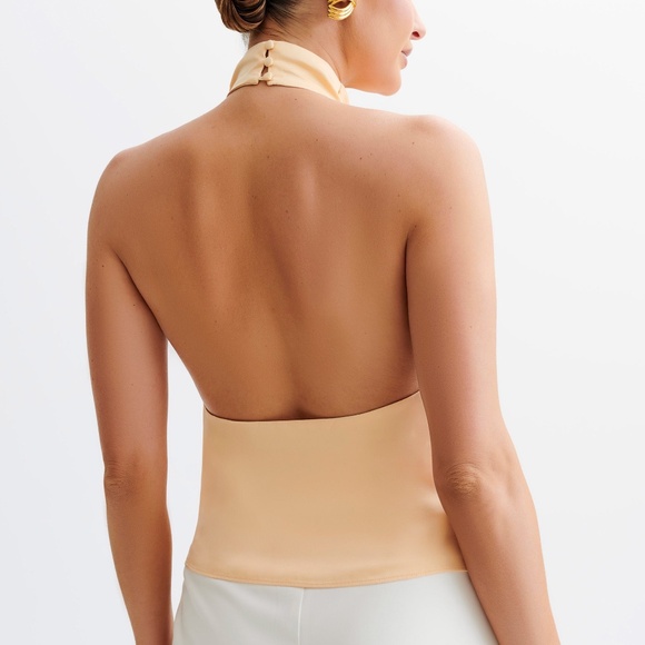NWT Meshki Satin Halter Blouse - Picture 3 of 6